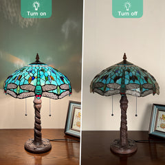 Capulina Tiffany Lamp Seagrass Dragonfly Stained Glass Table Lamp 2-Light
