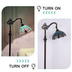 ARTZONE Antique Tiffany Floor Lamp Stained Glass Gooseneck Floor Lamp
