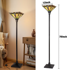 Capulina Tiffany Lamp Firecracker Mission Stained Glass Torchiere Floor Lamp