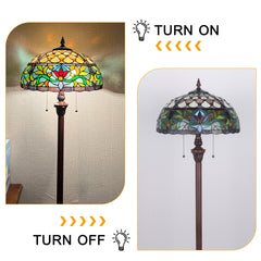 Capulina Tiffany Lamp Rome Victorian Stained Glass Floor Lamp 2-Light