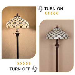 Capulina Tiffany Lamp Antique Beige Beads Stained Glass Floor Lamp 2-Light