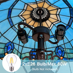 Capulina Tiffany Lamp Blue Sky Stained Glass Table Lamp 3-Light
