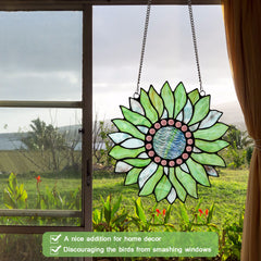 Capulina Sunflower Stained Glass Window Hangings Suncatcher for Window,Handmade Tiffany Glass Crafts for Family and Friends