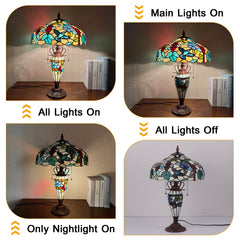 Tiffany Lamp Grapefruit Orange Stained Glass Table Lamp 3-Light