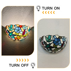 Capulina Tiffany Lamp Grape Style Stained Glass Wall Sconce 2-Light