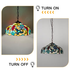 Capulina Tiffany Lamp Grape Orange Stained Glass Pendant Light 2-Light