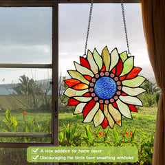 Capulina Sunflower Stained Glass Window Hangings Suncatcher for Window,Handmade Tiffany Glass Crafts for Family and Friends