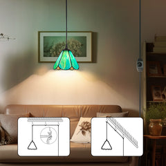 Cotoss Tiffany Pendant Light 1 - Light7 inch hanging pendant plug in Pendant,Perfect for a bedroom nightstand