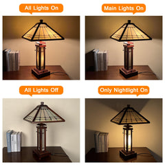 Capulina Tiffany Lamp Mission Cream Stained Glass Table Lamp 3-Light