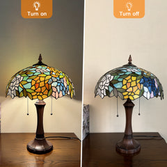 Capulina Tiffany Lamp Wisteria Stained Glass Table Lamp 2-Light