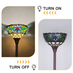 Capulina Tiffany Lamp Antique Rome Stained Glass Torchiere Floor Lamp
