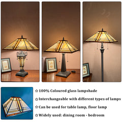 Capulina Tiffany Lamp Shade Accessories Replacement 16 Inches Wide Mission Cream Style Stained Glass Lampshade for Table Lamp Floor Lamp