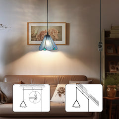 Cotoss Tiffany Pendant Light 1 - Light7 inch hanging pendant plug in Pendant,Perfect for a bedroom nightstand