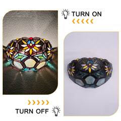 Capulina Tiffany Lamp Sunflower Style Stained Glass Wall Sconce 12" Wide