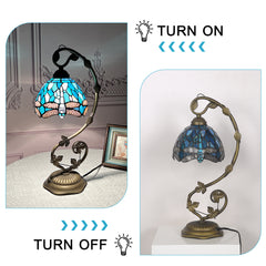Tiffany Table Lamp, Tiffany Table Lights Antique Stained Glass Bedside Table Lamp for Bedside/Desk Reading/Living Room/Home Office/Bedroom(Dragonfly)