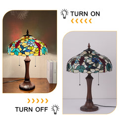Capulina Tiffany Lamp Grape Style Stained Glass Table Lamp 2-Light