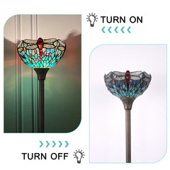ARTZONE Gorgeous Tiffany Torchiere Floor Lamp