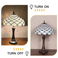 Capulina Tiffany Lamp Beige Beads Stained Glass Table Lamp 2-Light