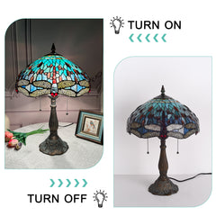 ARTZONE Antique Tiffany Table Lamp Stained Glass Bedside Table Lamp