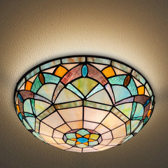 Tiffany Ceiling Lights, Stained Glass Ceiling Light 3-Lights 16 Inch Tiffany Flush Mount Ceiling Light for Bedroom Dining Living Room Entryway Foyer