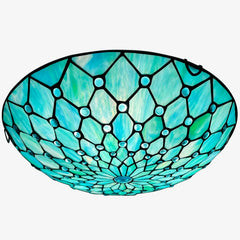 Tiffany Ceiling Lights, Stained Glass Ceiling Light 3-Lights 16 Inch Tiffany Flush Mount Ceiling Light for Bedroom Dining Living Room Entryway Foyer