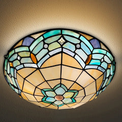 Tiffany Ceiling Lights, Stained Glass Ceiling Light 3-Lights 16 Inch Tiffany Flush Mount Ceiling Light for Bedroom Dining Living Room Entryway Foyer
