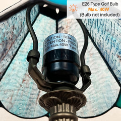 Cotoss Tiffany Table Lamp,Handcrafts Stained Glass Style Table Light,Blue Small Desk Bedside Table Night Lamp for Living Room Bedroom Study Office Bookcase Desk Light