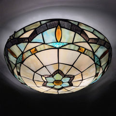 Tiffany Ceiling Lights, Stained Glass Ceiling Light 3-Lights 16 Inch Tiffany Flush Mount Ceiling Light for Bedroom Dining Living Room Entryway Foyer