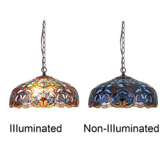 Capulina Tiffany Lamp Victorian Flower Stained Glass Pendant Light 2-Light