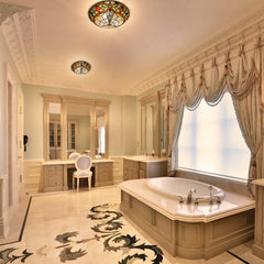 ARTZONE Tiffany Ceiling Lights, Stained Glass Ceiling Light 3-Lights 16 Inch Tiffany Flush Mount Ceiling Light for Bedroom Dining Living Room Entryway Foyer