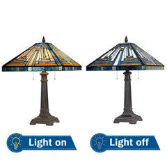 Capulina Tiffany Lamp Amber Blue Stained Glass Table Lamp 2-Light