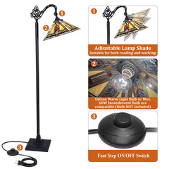 Thatyears Tiffany Floor Lamps Firecracker Style Stained Glass 16X16X63 Inches Antique Pole Standing Reading Lamps Decor Living Room Bedroom Home Office