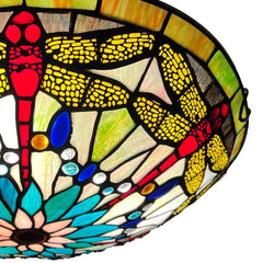 ARTZONE Tiffany Ceiling Lights, Stained Glass Ceiling Light 3-Lights 16 Inch Tiffany Flush Mount Ceiling Light for Bedroom Dining Living Room Entryway Foyer