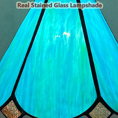 Cotoss Tiffany Table Lamp,Handcrafts Stained Glass Style Table Light,Small Desk Bedside Table Night Lamp for Living Room Bedroom Study Office Bookcase Desk Light