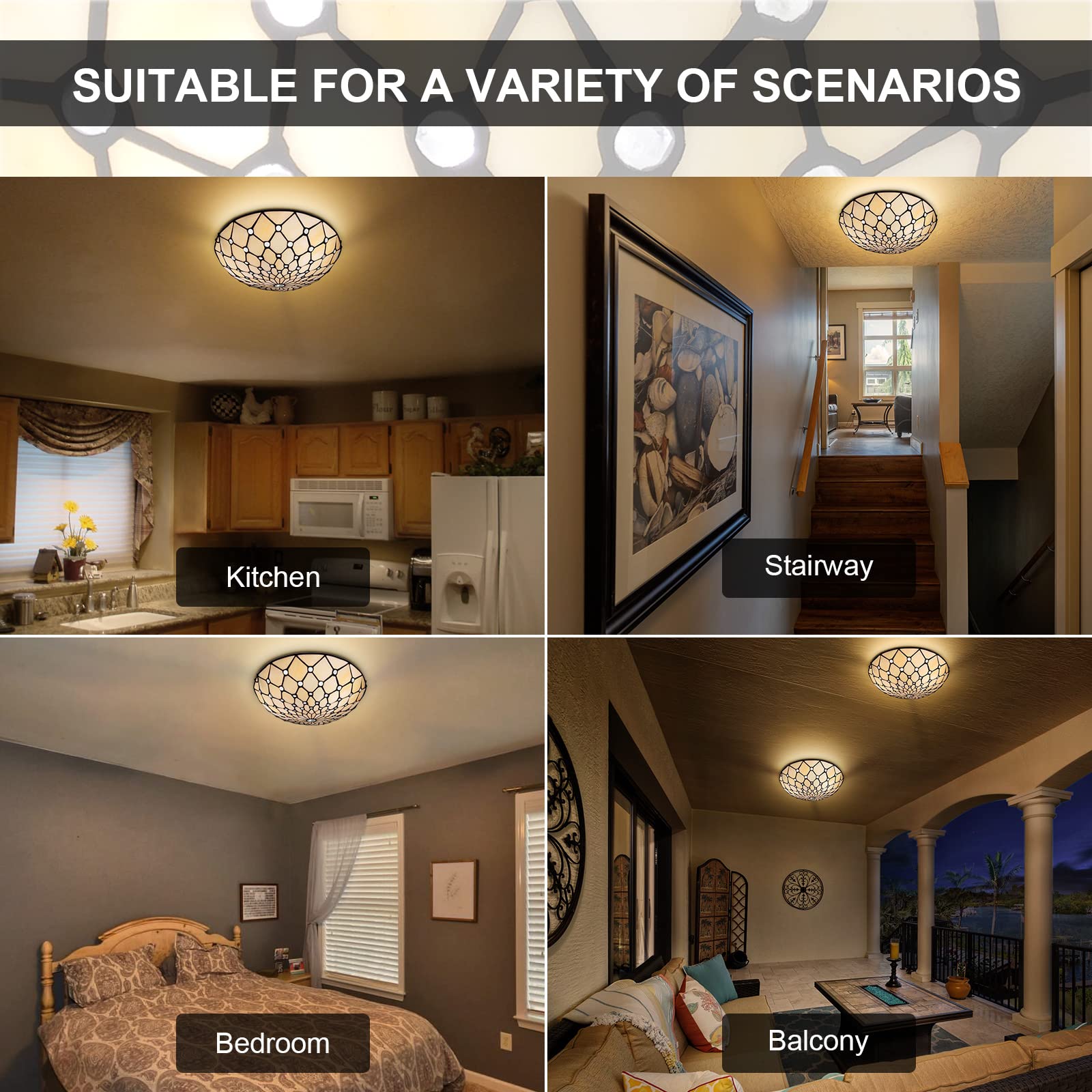 ARTZONE Tiffany Ceiling Light Flush Mount