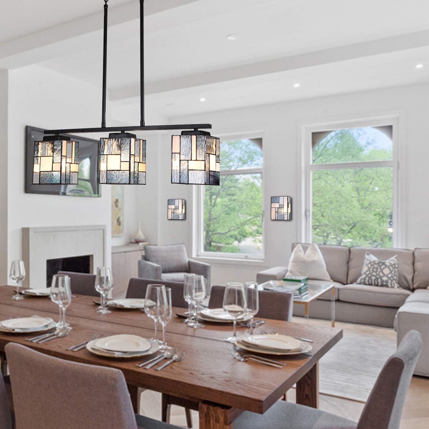 ARTZONE ONE Tiffany Wall Sconces 5.1x7.8x9.8 Inches, Modern Tiffany Style Wall Sconces Stained Glass Wall Light for Bedroom/Bathroom/Livingroom/Corridor/Stairway