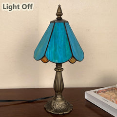 Cotoss Tiffany Table Lamp,Handcrafts Stained Glass Style Table Light,Small Desk Bedside Table Night Lamp for Living Room Bedroom Study Office Bookcase Desk Light
