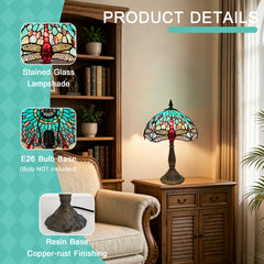 ARTZONE Gorgeous Tiffany Table Lamp Satined Glass Table Lamp
