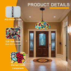 Capulina Tiffany Lamp Grape Orange Stained Glass Pendant Light 2-Light