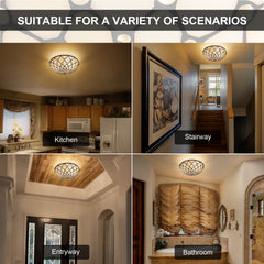 Tiffany Flush Mount Ceiling Light 3-Light 16 Inch Stained Glass Ceiling Light for Bedroom,Living Room, Entryway,Foyer