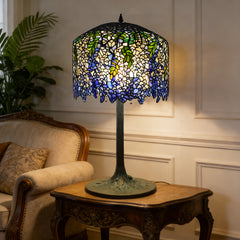 Thatyears Wisteria Tiffany Style Table Lamp – Handcrafted Stained Glass Decorative Lamp for Living Room, Bedroom, Home Office