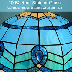 Capulina Tiffany Lamp Blue Sky Stained Glass Table Lamp 3-Light