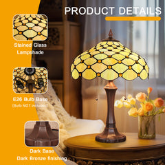 Capulina Tiffany Table Lamp Amber Beads Stained Glass Lamp 2-Light