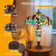 Tiffany Lamp Grapefruit Orange Stained Glass Table Lamp 3-Light