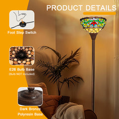 Capulina Tiffany Lamp Antique Rome Stained Glass Torchiere Floor Lamp