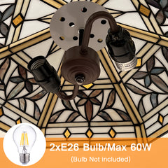 Capulina Tiffany Lamp Hexagon Virgin Stained Glass Pendant Lights 2-Light