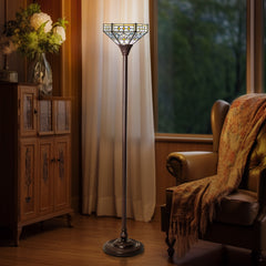 Capulina Tiffany Lamp Mission Hexagon Stained Glass Torchiere Floor Lamp