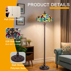 Capulina Tiffany Lamp Grape Style Stained Glass Floor Lamp 2-Light