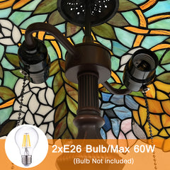 Capulina Tiffany Lamp Wisteria Stained Glass Table Lamp 2-Light