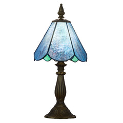 Cotoss Tiffany Table Lamp,Handcrafts Stained Glass Style Table Light,Blue Small Desk Bedside Table Night Lamp for Living Room Bedroom Study Office Bookcase Desk Light